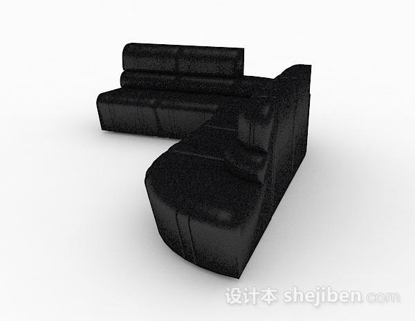 免费黑色休闲多人沙发3d模型下载