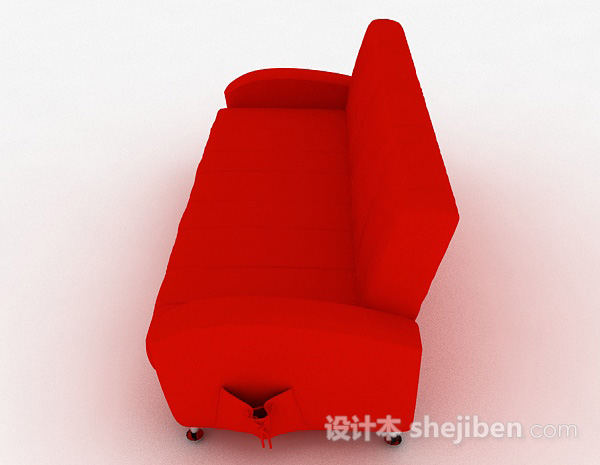 设计本红色简约双人沙发3d模型下载