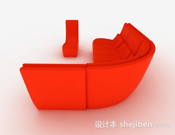 设计本橙色组合沙发3d模型下载