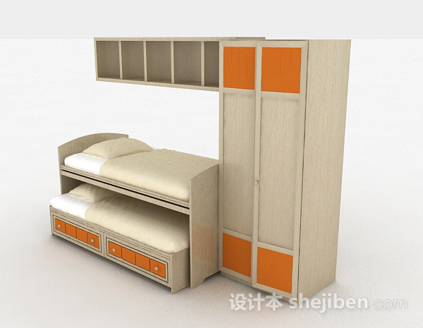 免费简约创意双人床3d模型下载
