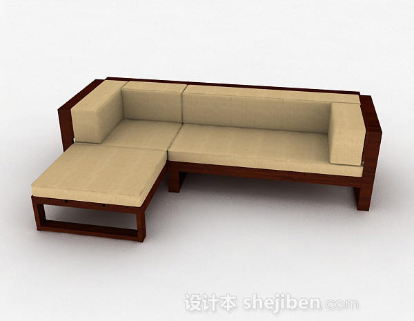 棕色简约家居多人沙发3d模型下载