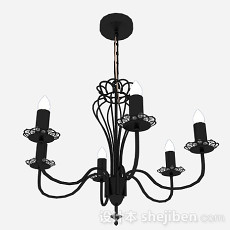 现代黑色烛台状吊灯3d模型下载