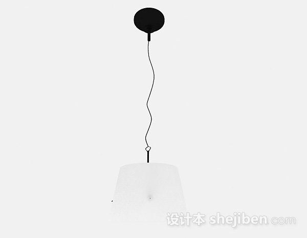 现代圆柱形单个白色吊灯3d模型下载