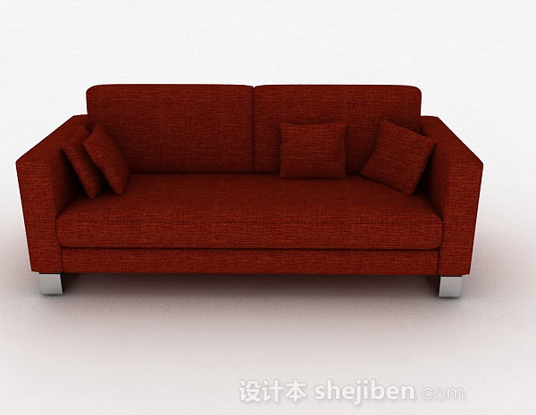 现代风格红色双人沙发3d模型下载