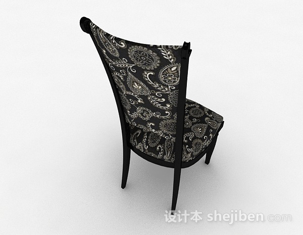 设计本新古典风格黑色木椅3d模型下载