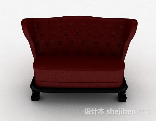 欧式风格欧式红色单人沙发3d模型下载