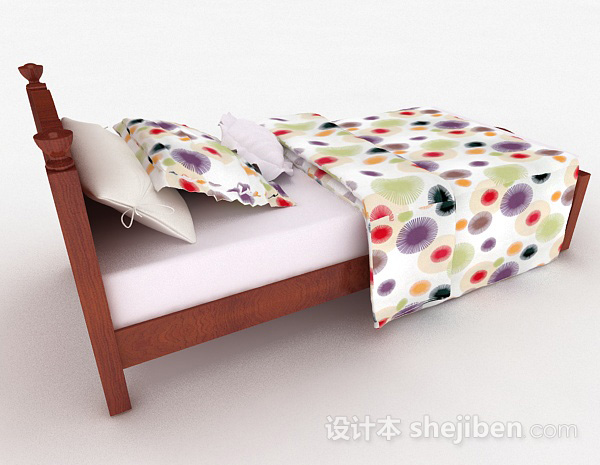 设计本儿童木质单人床3d模型下载
