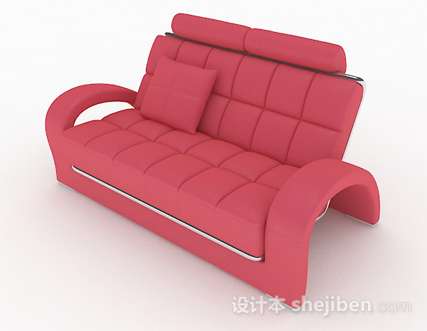 粉色多人沙发3d模型下载