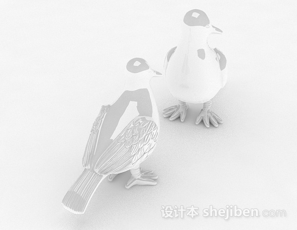 现代风格白色陶瓷鸽子3d模型下载