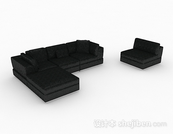 黑色简约组合沙发3d模型下载