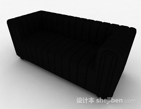 免费黑色双人沙发3d模型下载
