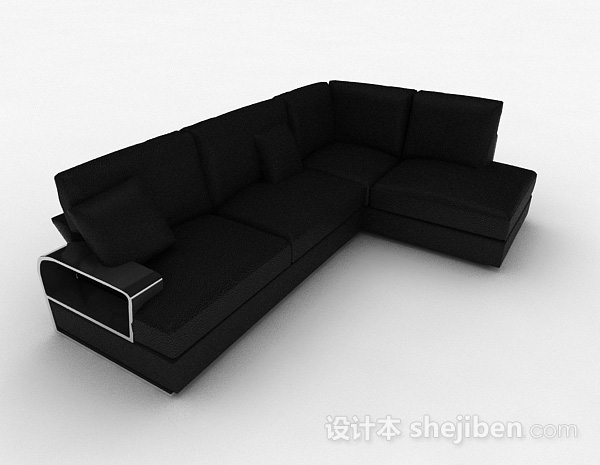 免费黑色多人沙发3d模型下载