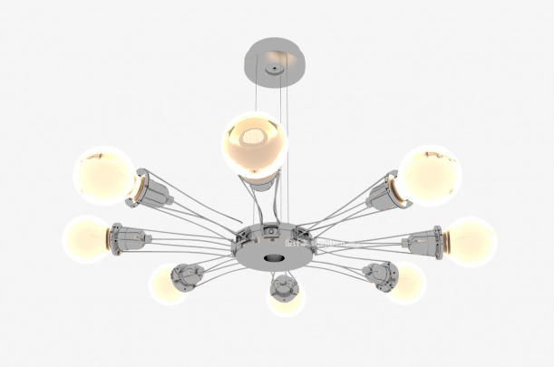 设计本黄色灯泡吊灯3d模型下载