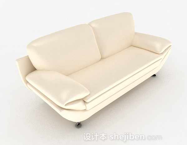 白色双人沙发3d模型下载