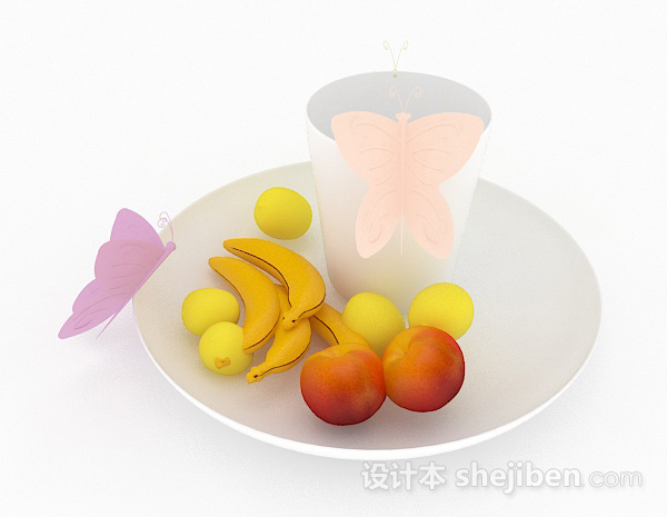 免费现代白色陶瓷餐具3d模型下载