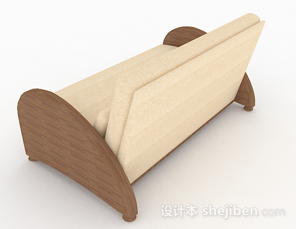 设计本田园棕色木质双人沙发3d模型下载