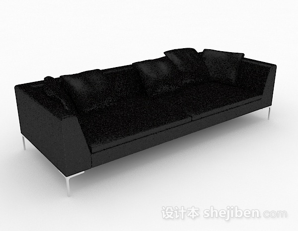 黑色简约多人沙发3d模型下载