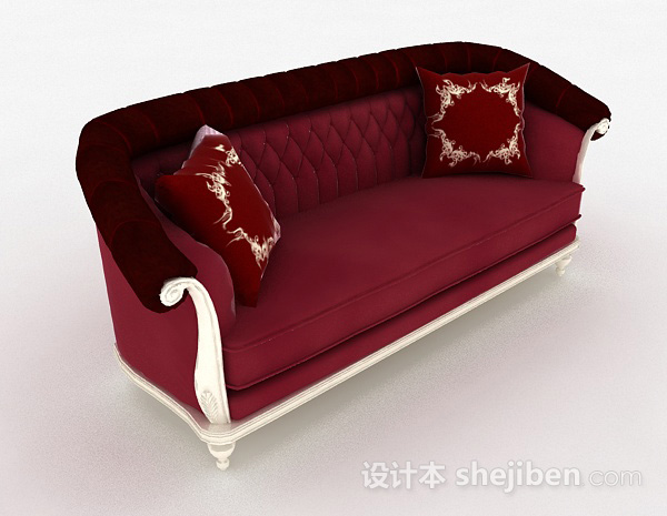 欧式红色双人沙发