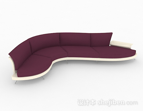 紫色休闲多人沙发3d模型下载