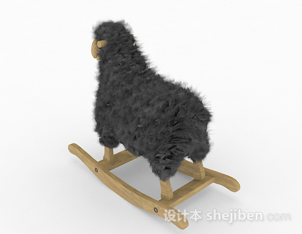 现代风格黑色绵羊儿童摇椅3d模型下载