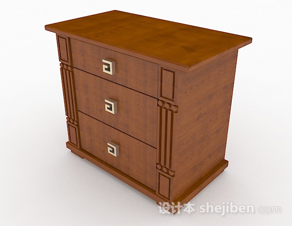 免费黄棕色木质床头柜3d模型下载