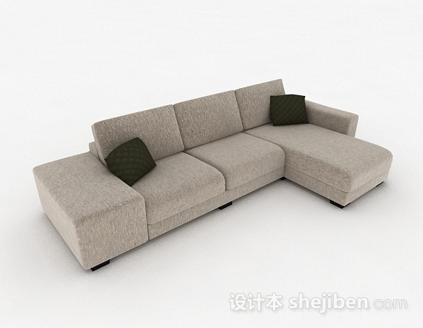 现代棕色简约多人沙发3d模型下载