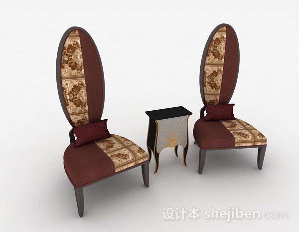 红色单人沙发组合3d模型下载