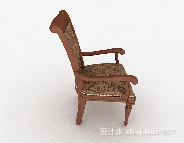 设计本欧式花纹木质家居椅3d模型下载