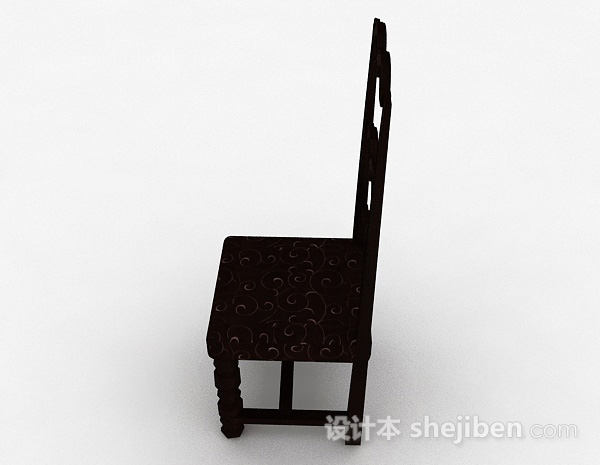 免费棕色雕刻木椅3d模型下载