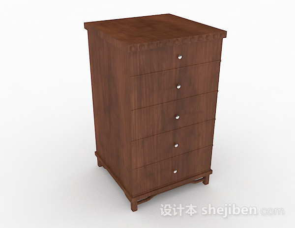 棕色木质家居床头柜3d模型下载
