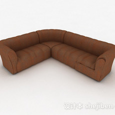 棕色简约多人沙发3d模型下载