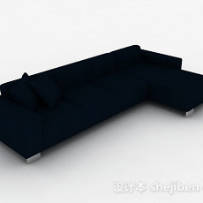 蓝色多人沙发3d模型下载