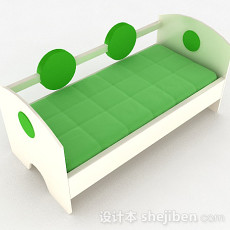 嫩绿色单层儿童床3d模型下载