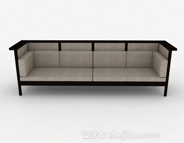 现代风格棕色简约多人沙发3d模型下载