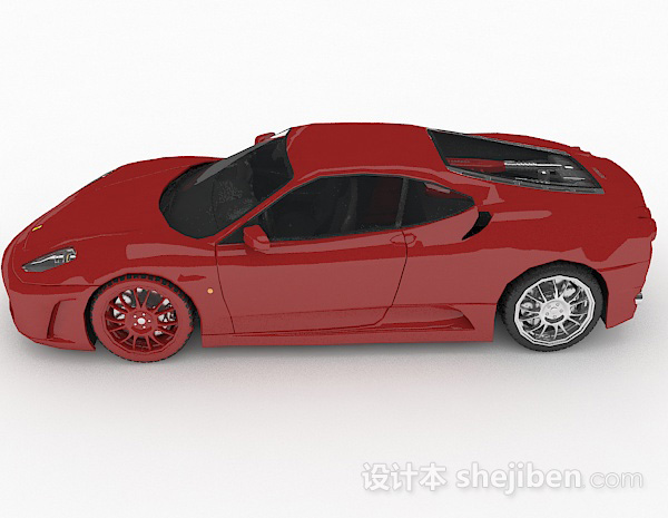 免费红色跑车3d模型下载