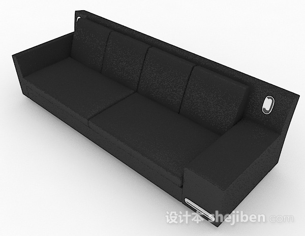 现代风格黑色多人沙发3d模型下载