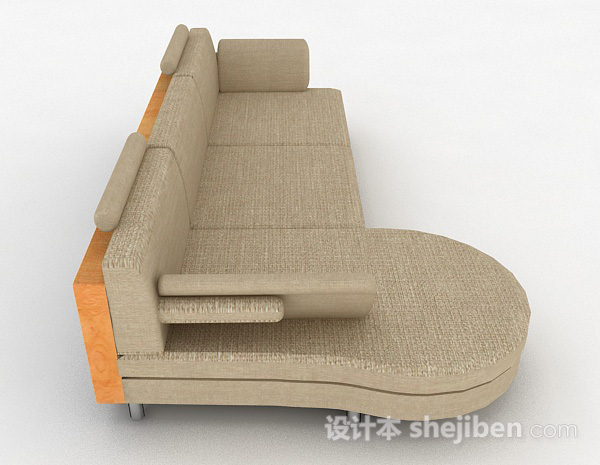 设计本浅棕色多人沙发3d模型下载