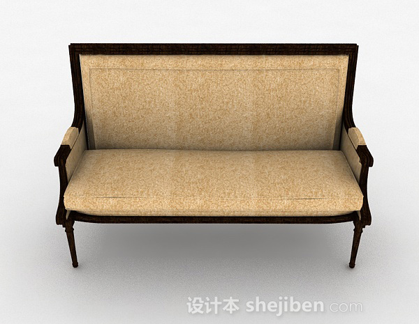 现代风格黄色双人沙发3d模型下载