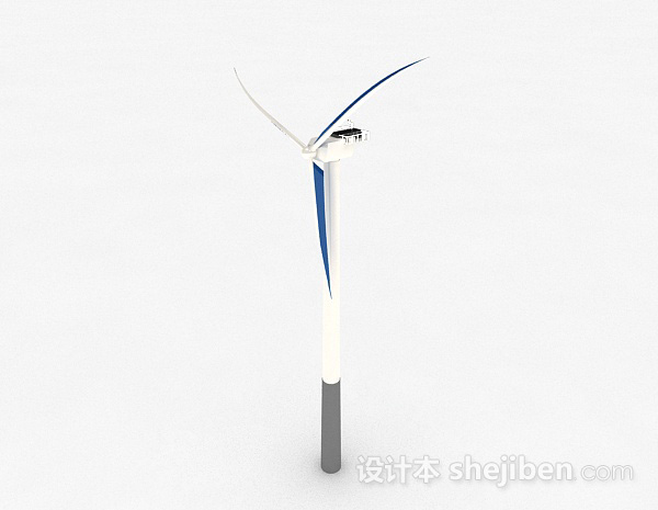 设计本蓝色三叶电风扇3d模型下载