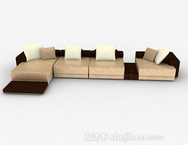现代风格黄色多人沙发3d模型下载
