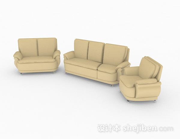 免费黄色简约家居组合沙发3d模型下载