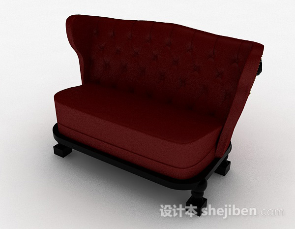 免费欧式红色单人沙发3d模型下载