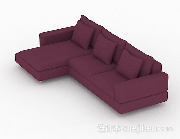 设计本深紫色多人沙发3d模型下载