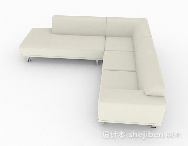 设计本白色简约家居多人沙发3d模型下载