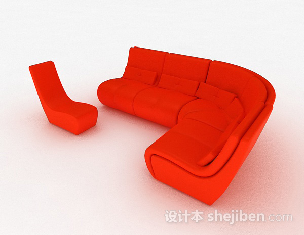 免费橙色组合沙发3d模型下载