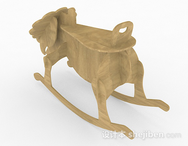 现代风格驼色木质儿童摇椅3d模型下载