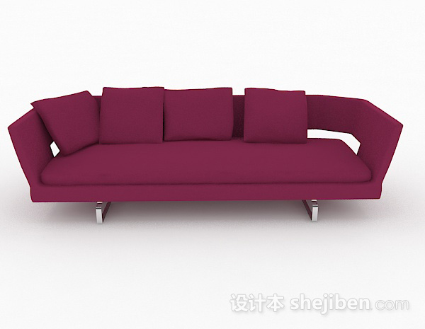 现代风格玫红色双人沙发3d模型下载
