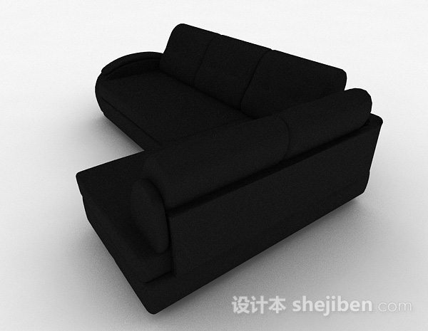 设计本黑色简约多人沙发3d模型下载