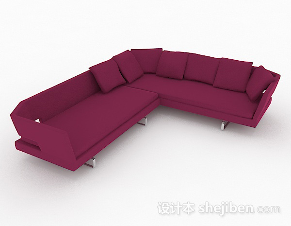 玫红色多人沙发3d模型下载