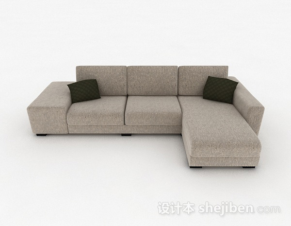 现代风格现代棕色简约多人沙发3d模型下载